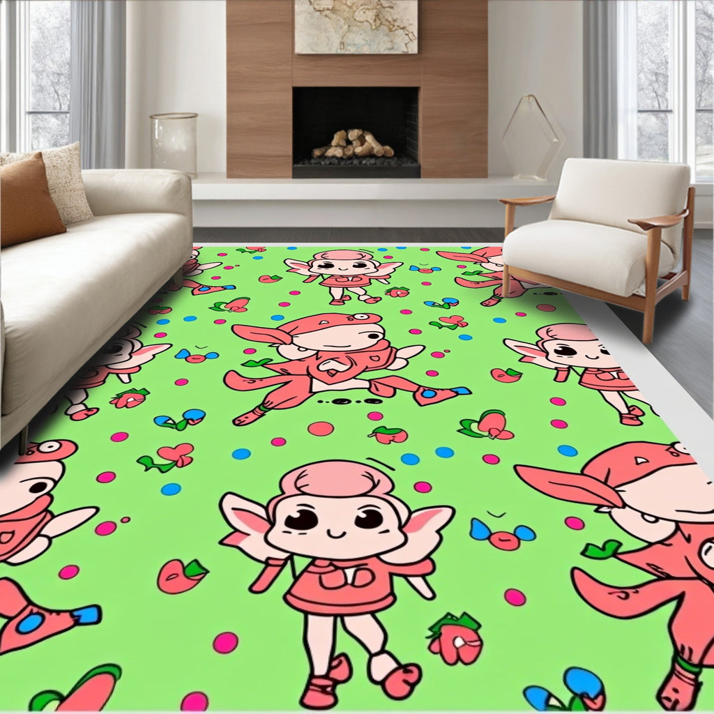 Pink Fairy Garden Polka Dot Rug