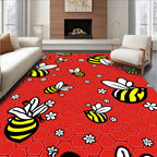 Whimsical Yellow Bee Bumble Flower Rug