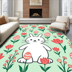 Whimsical Bunny Tulip Egg Meadow Rug