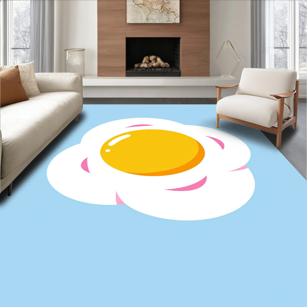 Sunny Yellow Fried Egg Cloud Rug