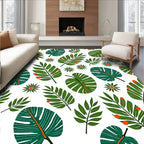 Vibrant Green Tropical Leaf Medley Rug
