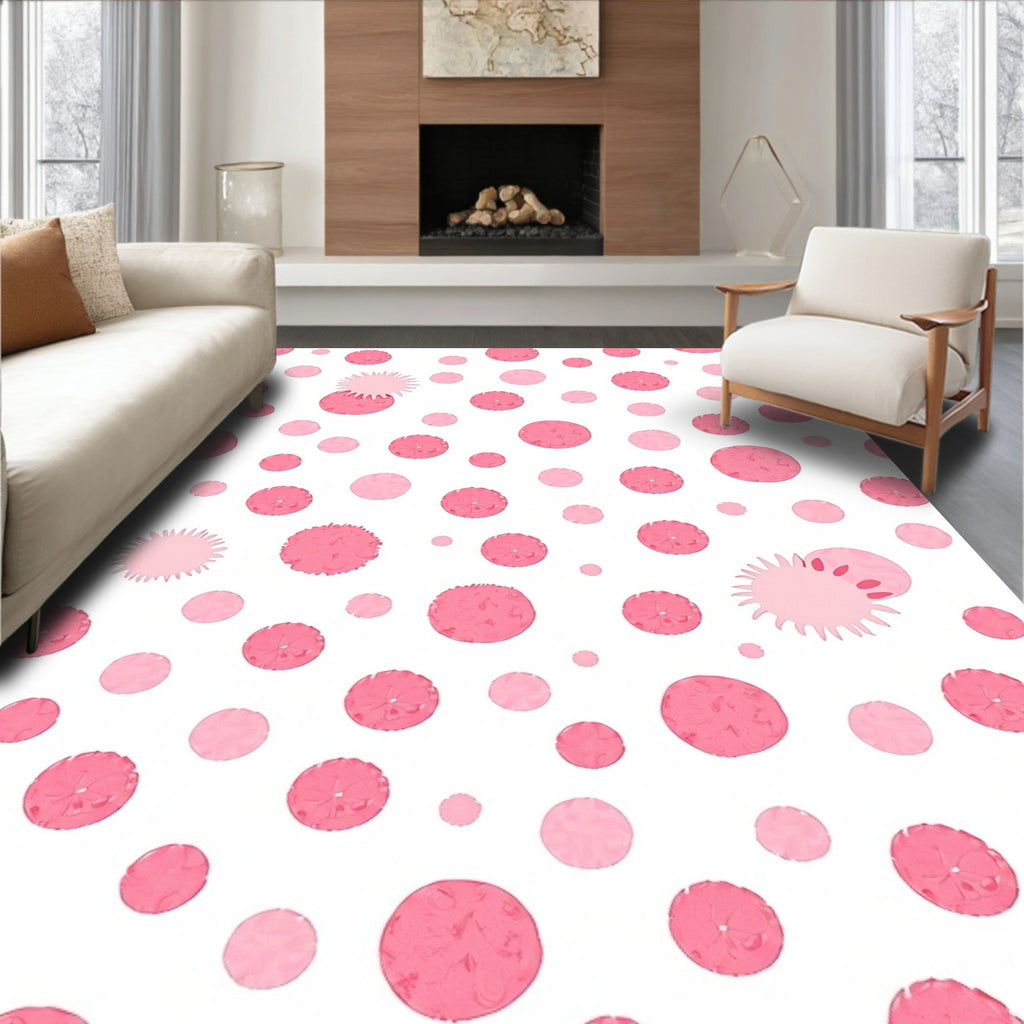 Pink Circles Sunburst Scatter Rug