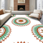 Orange Teal Sunburst Mandala Rug