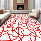 Red Entangled Ribbon Abstract Rug