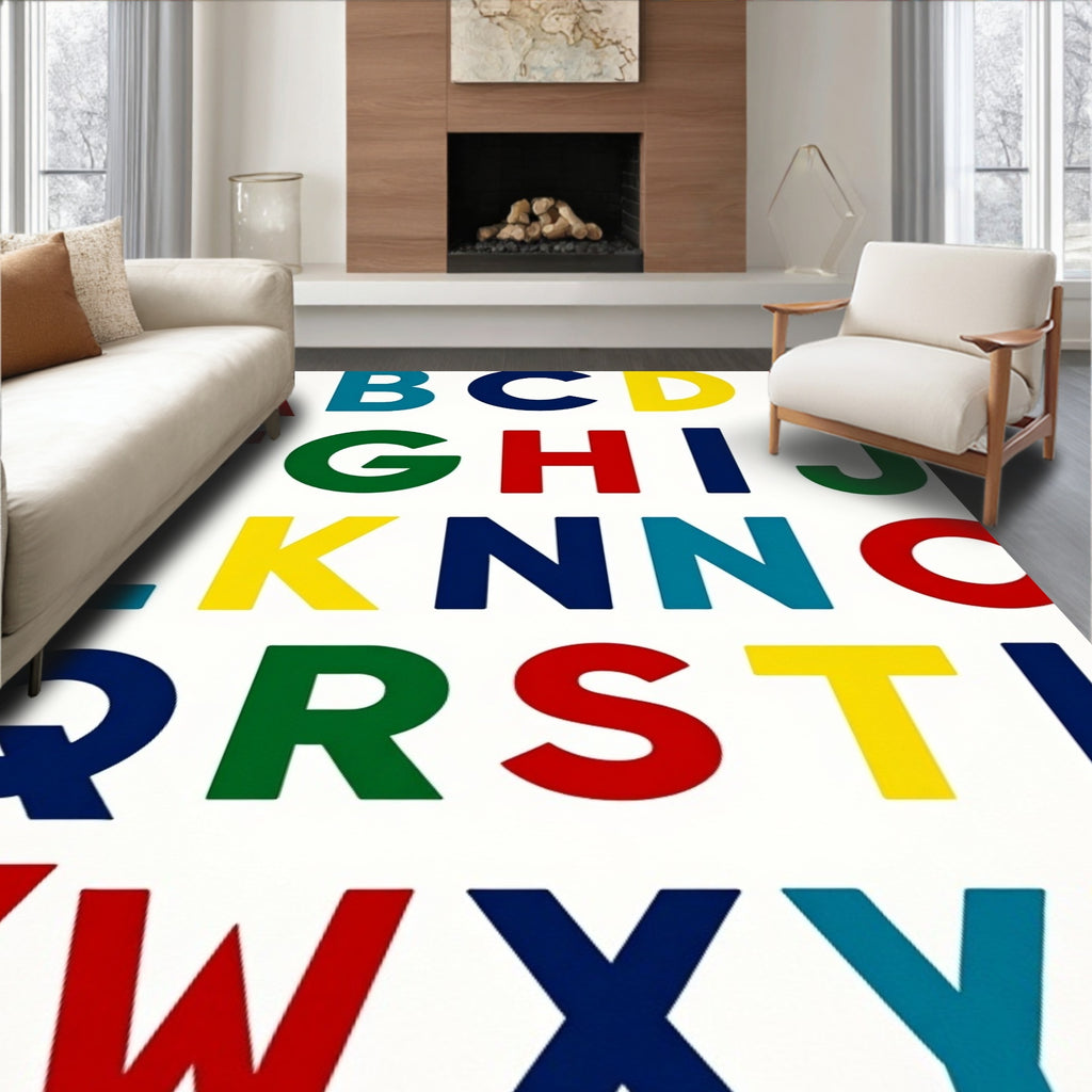 Bright Primary Color Alphabet Typography Rug