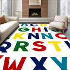 Bright Primary Color Alphabet Typography Rug