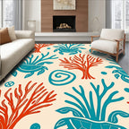 Oceanic Turtle Coral Swirl Rug