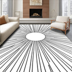 Minimalist Black Sunburst Circle Rug