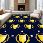 Golden Trophy Laurel Wreath Stars Rug