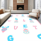Pink Blue ABC Alphabet Whimsical Rug