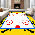 Bold Yellow Black Red Geometric Circles Rug