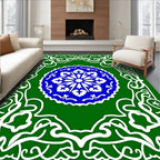 Emerald Green White Blue Medallion Swirl Rug