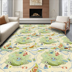 Whimsical Green Creature Aquatic Mandala Rug