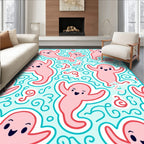 Whimsical Pink Ghost Swirl Rug