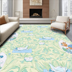 Whimsical Animal Meadow Floral Comforter Rug