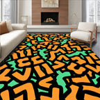 Retro Orange Mint Abstract Shapes Rug
