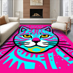Vivid Cyan Pink Feline Abstract Rug