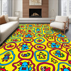 Whimsical Yellow Monster Invasion Rug