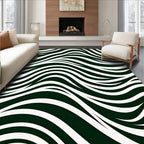 Dark Green White Wave Flow Rug
