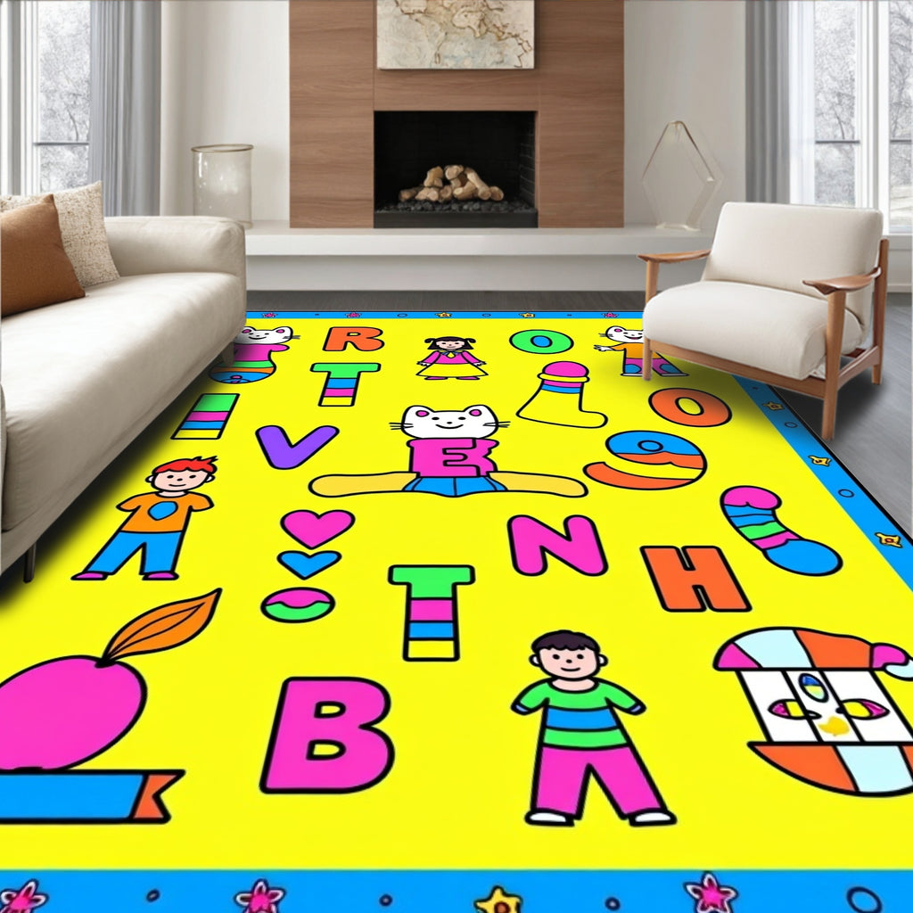 Playful Alphabet Characters Numbers Rug