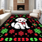 Cute White Puppy Snowflake Holiday Rug