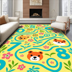 Cute Animals And Numbers Yellow Rug