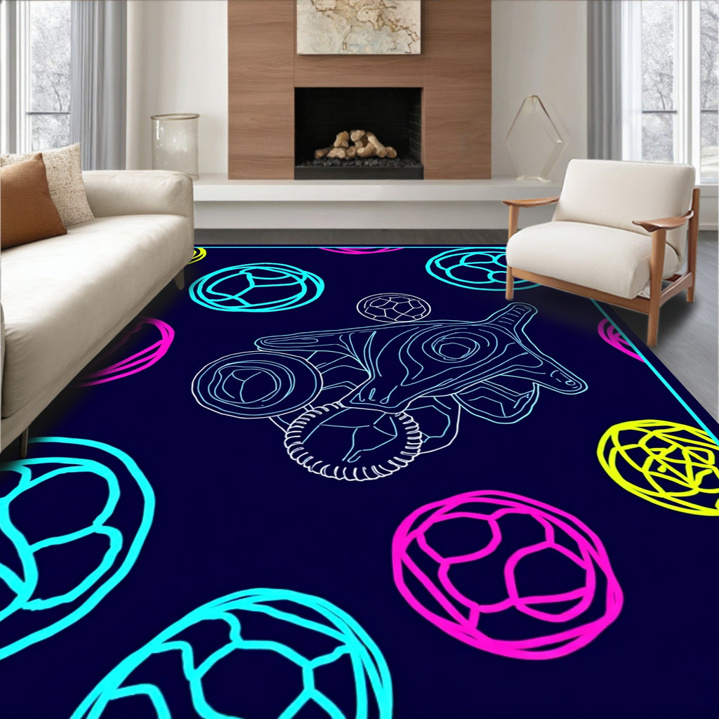 Abstract Neon Circles Organic Form Rug