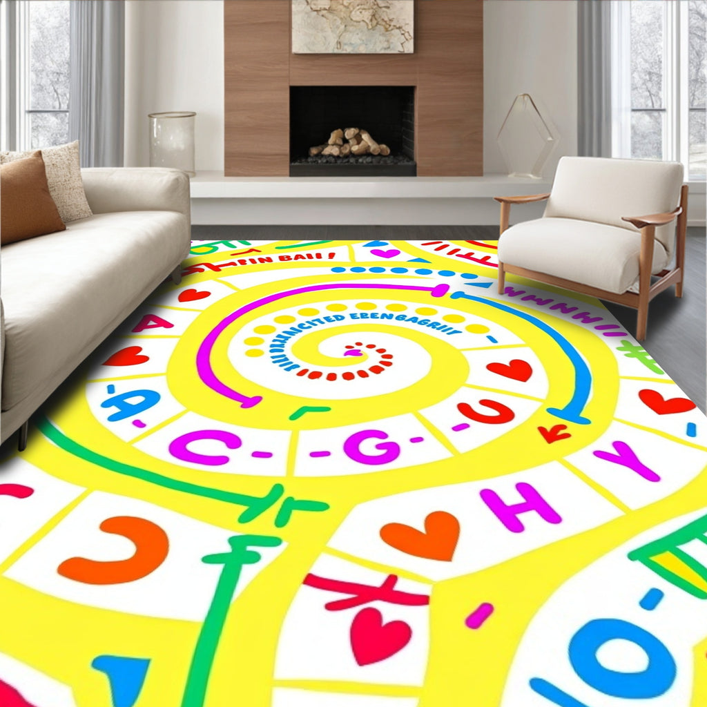 Funky Yellow Spiral Graphic Rug