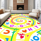 Funky Yellow Spiral Graphic Rug