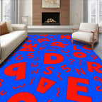 Red Alphabet Bold Blue Whimsical Spread Rug
