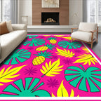 Vibrant Pink Pineapple Tropical Foliage Rug