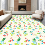 Abstract Organic Shapes Teal Coral Rug