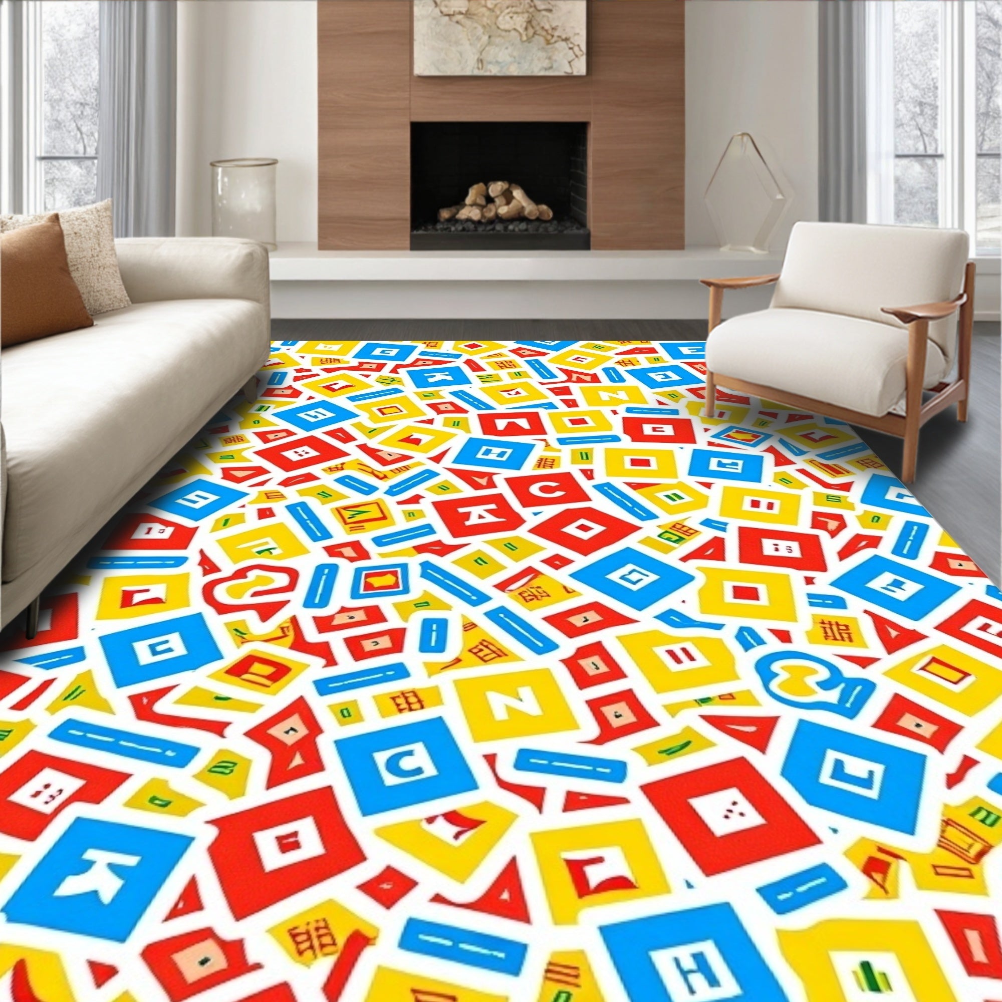 Colorful Alphabet Blocks Scatter Rug