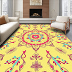 Vibrant Yellow Pink Mandala Flourish Rug