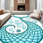 Aqua Mermaid Tail Swirls Star Rug