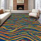 Vibrant Blue Red Yellow Swirl Rug