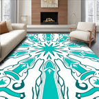 Teal Starburst Mandala Symmetry Rug