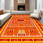 Retro Football Field Orange Red Rug