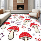Red Mushroom Star Scatter Rug