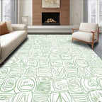 Green Hand Drawn Alphabet And Flora Rug