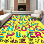 Vibrant Rainbow Alphabet Typography Art Rug
