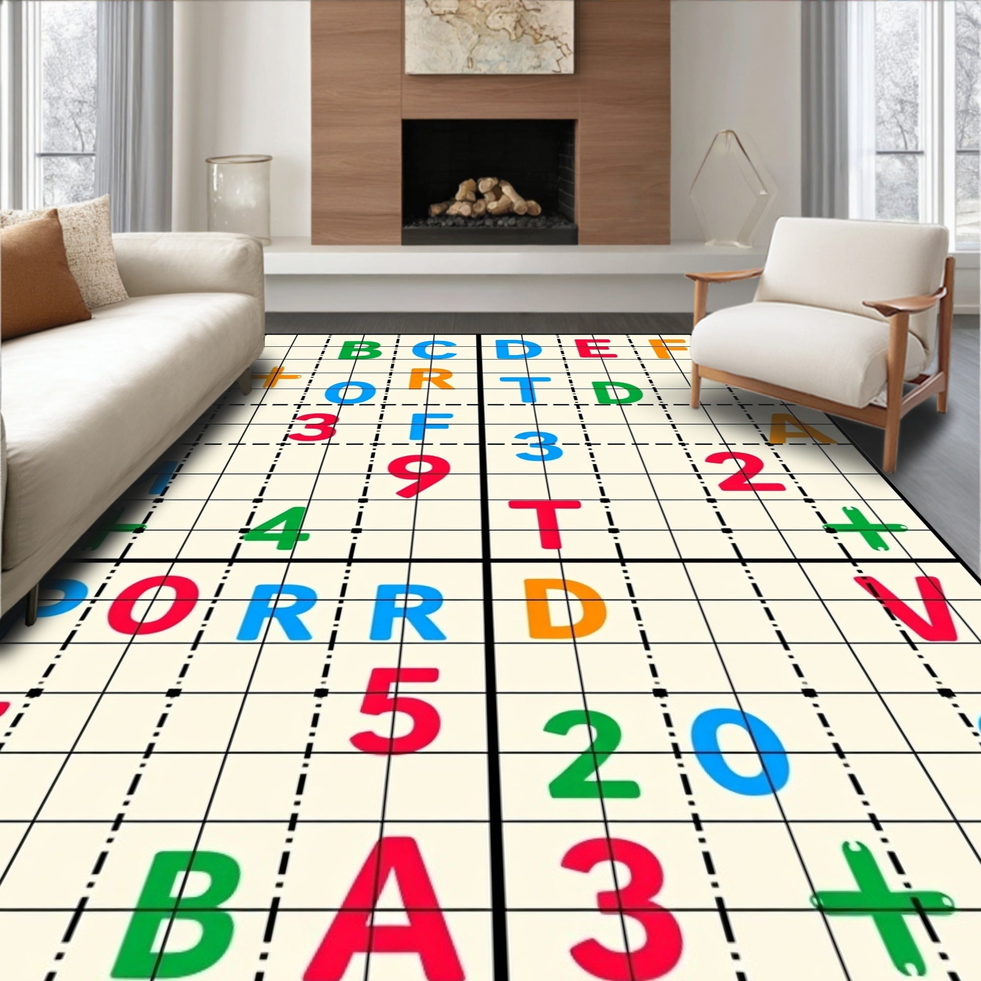 Alphabetical Geometric Grid Rug