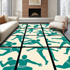Teal Dancers Scattered Cream Field Rug