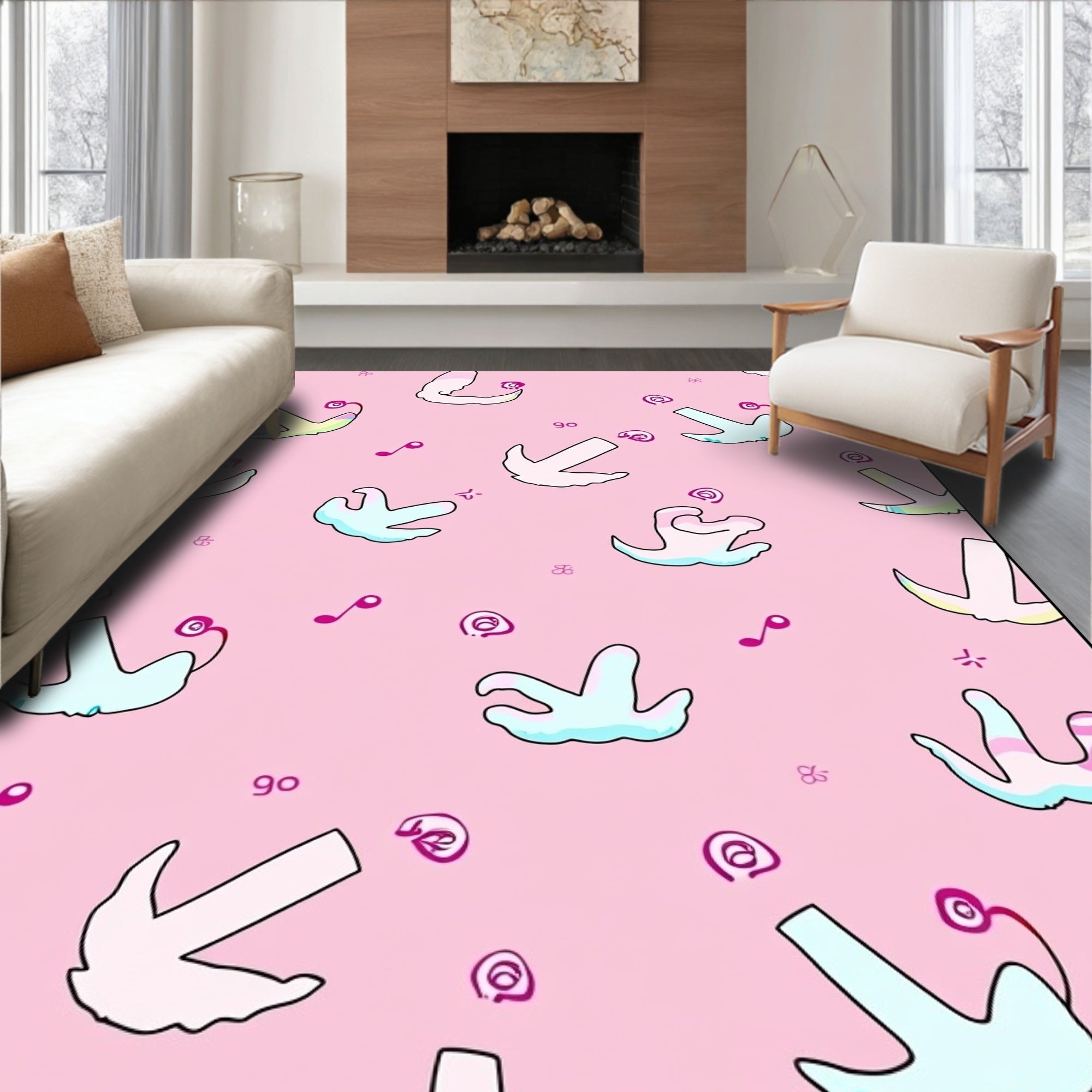 Whimsical Pastel Creature Arrows Rug