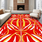 Bold Red Yellow White Angular Fusion Rug