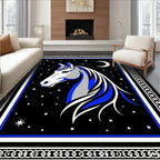 Sleek Blue Horse Night Sky Runner Rug