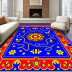Enchanting Blue Bee Garden Medallion Rug
