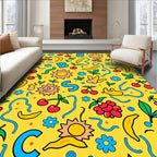 Playful Alphabet and Fruit Yellow Rug