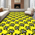 Bold Black White Abstract Yellow Rug