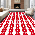 Bold Red Repeating Chain Links Rug
